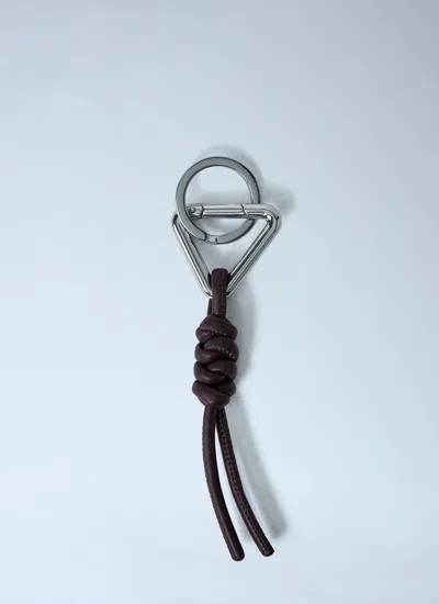 Bottega Veneta Men Triangle Keyring In Silver