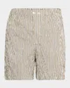 Bottega Veneta Crushed Tech Cotton Stripe Shorts In Multicolor