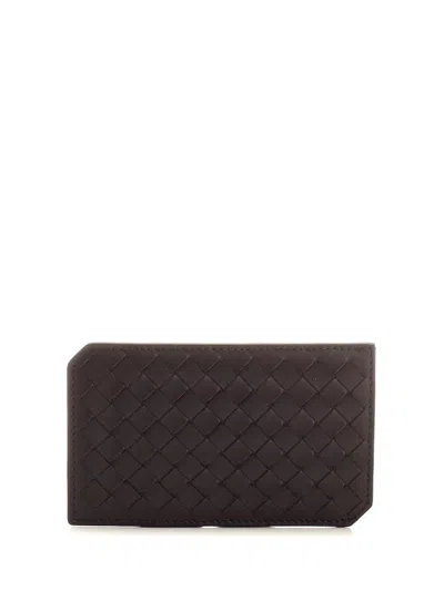 Bottega Veneta Men Vertical Braided Card Holder In Black