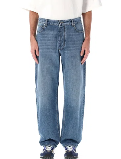 Bottega Veneta Denim Trousers Wide Leg Mid Rise In Blue