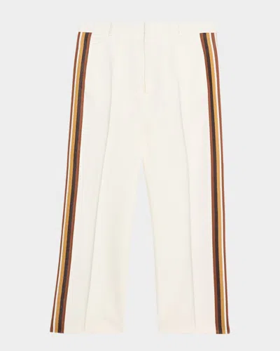 Bottega Veneta Men's Viscose Stripe Flat-front Trousers In White