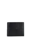 Bottega Veneta Intreccio Bi-fold Wallet In Black