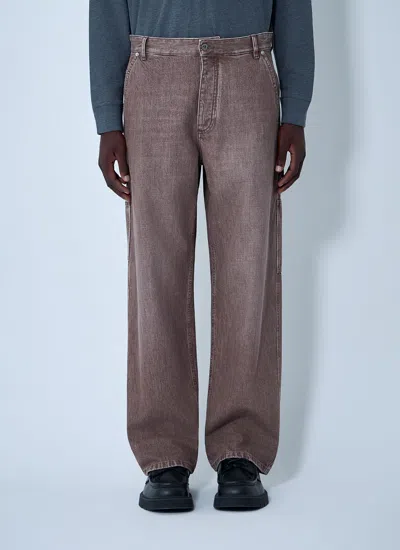 Bottega Veneta Men Washed Denim Jeans In Brown