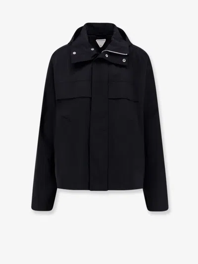 Bottega Veneta Men Washed Nylon Jacket In Black