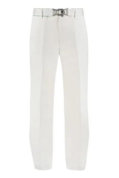 Bottega Veneta White Cotton Trousers For Men With Stylish Details