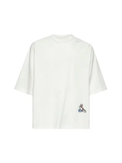 Bottega Veneta Men White Jersey Embroidered Shark T-shirt In Neutral