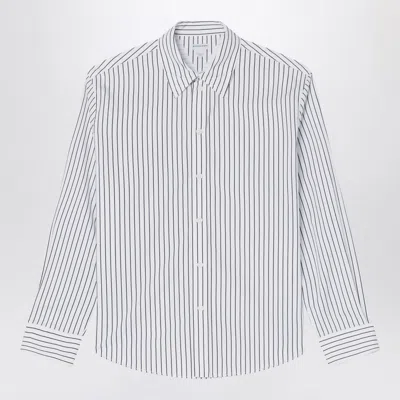 Bottega Veneta Men White Shirt With Black Stripes In Cotton In Gray