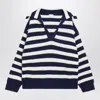 Bottega Veneta Men White/blue Striped Wool-blend Sweater In White