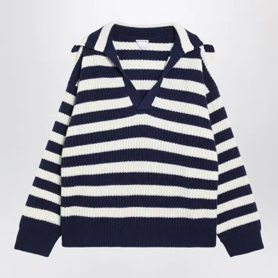 Bottega Veneta Men White/blue Striped Wool-blend Sweater