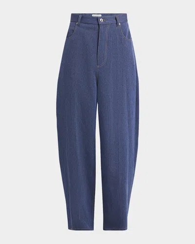Bottega Veneta Men's Wide-leg Drill Trousers In Indigo