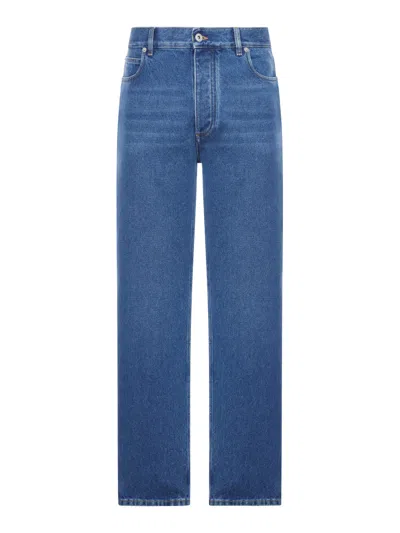 Bottega Veneta Men Wide Leg Jeans In Cotton Denim In Blue