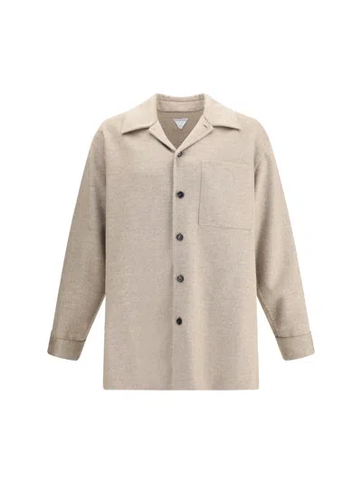 Bottega Veneta Men Wool And Cashmere Shirt Jacket In Gold