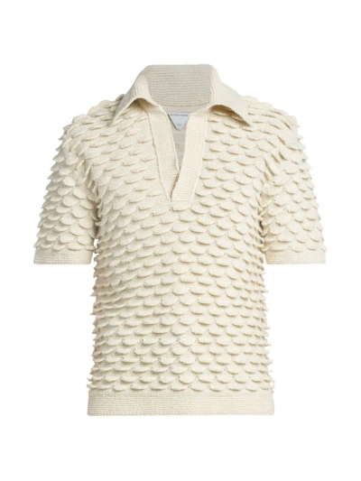 Bottega Veneta Men's Wool-blend Knit Polo Shirt In Dove