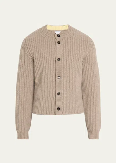 Bottega Veneta Heavy Wool Cardigan In Sand