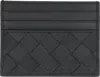 Bottega Veneta Leather Intrecciato Card Holder In Black
