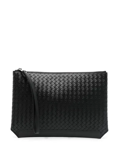 Bottega Veneta Men Woven Clutch Bag In Black