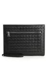 Bottega Veneta Men Woven Document Holder With Strap In Black