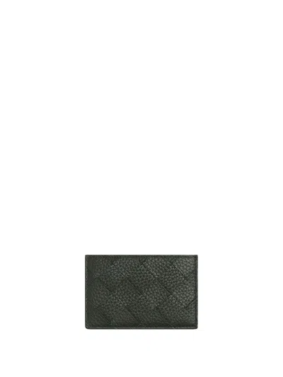 Bottega Veneta Men Woven Leather Credit Card Holder In Black