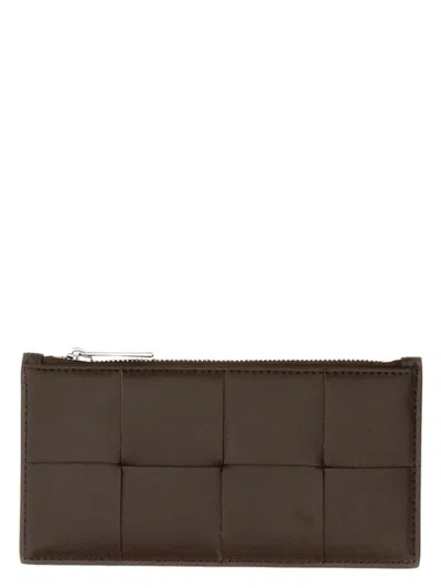 Bottega Veneta Men Zippered Card Holder In Brown