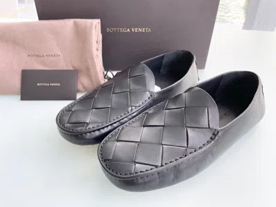 Pre-owned Bottega Veneta Mens 608763 Black Intrecciato Leather Douglas Driver Loafer Shoes