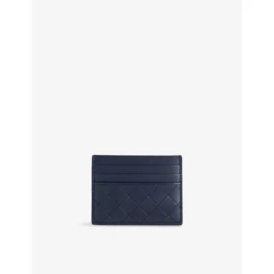 Bottega Veneta Mens  Intrecciato Dual-tone Leather Card Holder