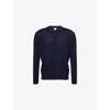 Bottega Veneta Mens Abyss Crewnck Ribbed Wool Cardigan In Blue