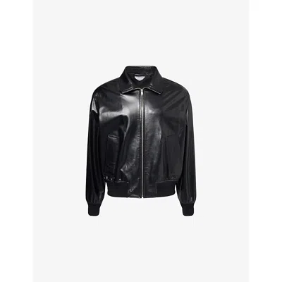 Bottega Veneta Mens Blouson-sleeve Regular-fit Nappa-leather Jacket Black
