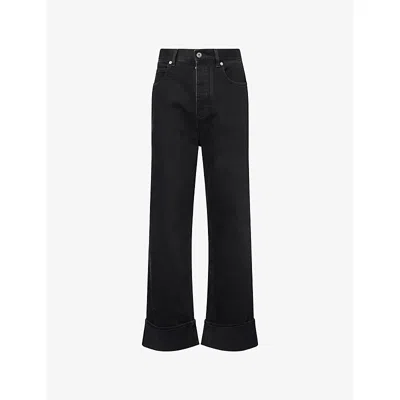 Bottega Veneta Mens Black Faded Turn-up Hem Denim Trousers