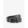 Bottega Veneta Mens Black-silver Woven Leather Belt