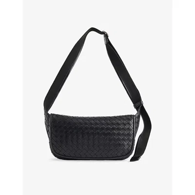 Bottega Veneta Mens Black-silver Veneto Leather Bumbag