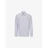 Bottega Veneta Mens  Striped-print Long-sleeves Regular-fit Cotton And Linen-blend Shirt In Blue Chestnut