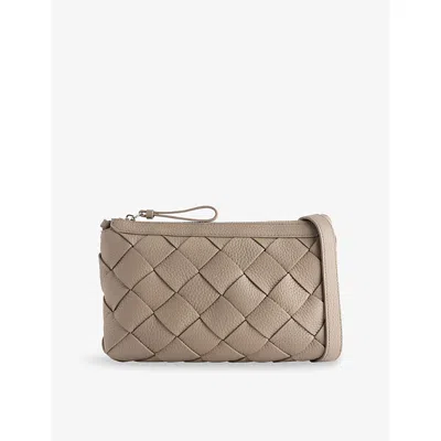 Bottega Veneta Mens Limestone-silver Diago Intrecciato Leather Cross-body Bag