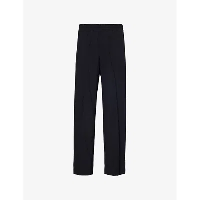 Bottega Veneta Mens Elasticated-waistband Tapered-leg Regular-fit Wool Trousers Midnight Blue