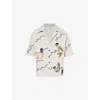 Bottega Veneta Mens  Graphic-embroidery Notch-lapels Relaxed-fit Wool Shirt In Dove Multicolor