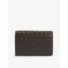 Bottega Veneta Mens  Intrecciato Front-flap Leather Wallet In Fondant-silver