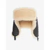 Bottega Veneta Mens Fondant/dune Intrecciato Shearling-lined Leather Trapper Hat