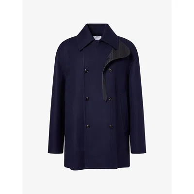 Bottega Veneta Mens Midnight Blue Oversized Double-cashmere Caban Coat