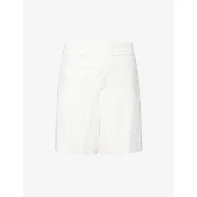 Bottega Veneta Mens White Papery Two-slip-pockets Leather Shorts