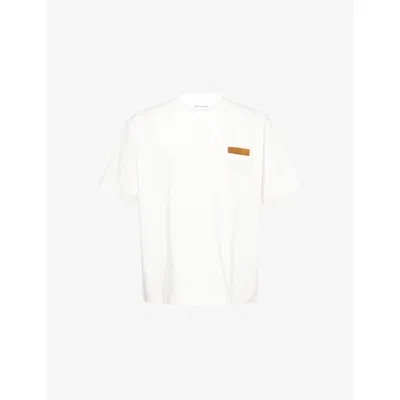 Bottega Veneta Men White Crewneck Cotton T-shirt, Xl Luxury T-shirts For Men Darveys