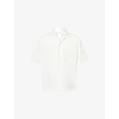 Bottega Veneta Mens Chalk Compact Pyjama Short-sleeve Cotton Shirt In White