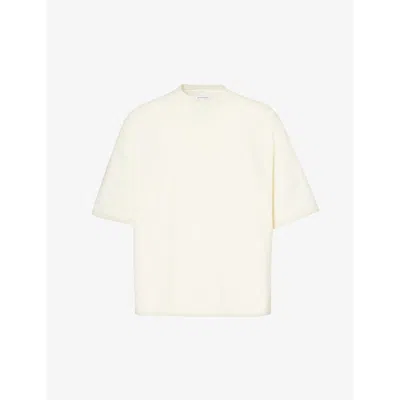 Bottega Veneta Mens Chalk Crewneck Boxy-fit Cotton-jersey T-shirt