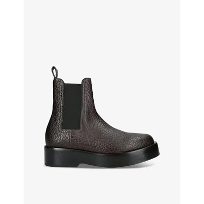 BOTTEGA VENETA MENS TORINO GRAIN-TEXTURE LEATHER CHELSEA BOOTS DARK BROWN EUR 43 / 9 UK