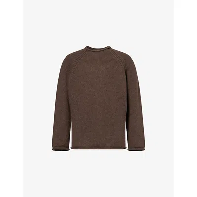 Bottega Veneta Mens  Crew-neck Knitted Cashmere Jumper In Brown