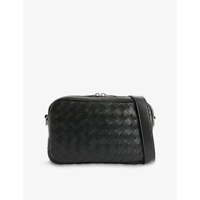 Bottega Veneta Mens Small Intrecciato Leather Camera Bag Dark Green-silver
