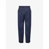 Bottega Veneta Navy Wool Drill Trousers In Blue