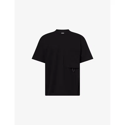 Bottega Veneta Mens Double Black Compact Patch-pocket Cotton-jersey T-shirt