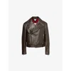 Bottega Veneta Mens Ebony Glossy Belted-hem Leather Biker Jacket In Ebony