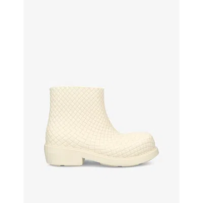Bottega Veneta Mens Fireman Intrecciato Rubber Ankle Boots Bo In Neutral