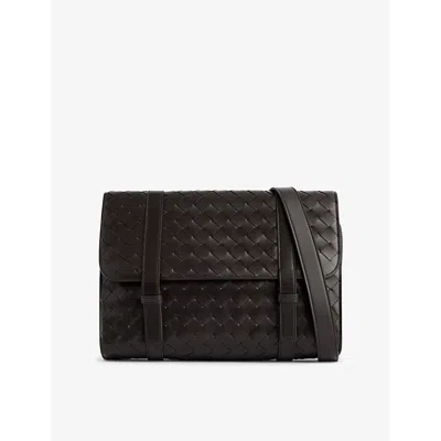 Bottega Veneta Mens  Flap Leather Cross-body Bag In Fondant-silver