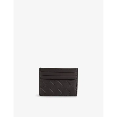 Bottega Veneta Mens  Colour-block Intrecciato Leather Cardholder In Fon-mat/fon-mat/fo-s